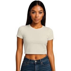 Casual Classics Womens/Ladies Combed Cotton Crop T-Shirt / Ecru